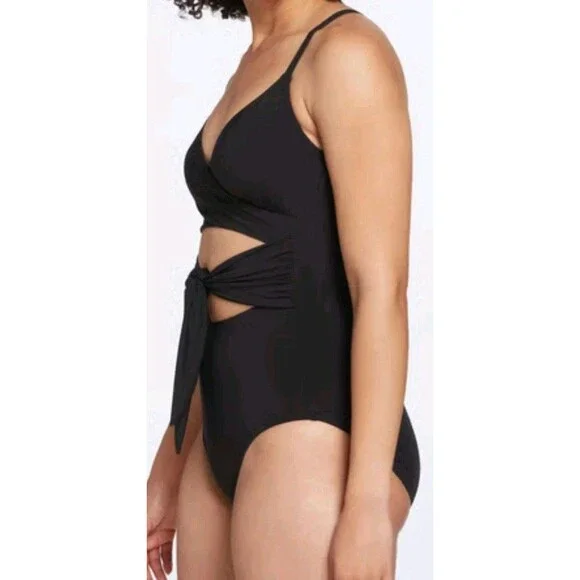 Calia Women's Swimsuit Sz 4 Black Tie Front Crisscross StrapFixed Cups $75 - Picture 12 of 13